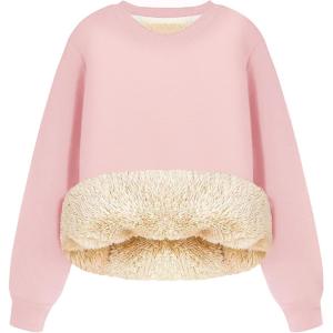 image:imageFlygo Womens Winter Fleece Sherpa Lined Sweatshirt Crewneck Pullover Long Sleeve Thermal Warm Thick Heavyweight TopsPink