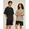 image:imageFlygo 3 Pack Men Oversized T Shirts Acid Washed Unisex Tee Loose Fit Short Sleeve Casual Streetwear Baggy Basic TopsBlackgreylightkhaki