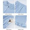 image:imageFlygo Girls 2 Piece Gingham Clothing Set Cotton Short Sleeve Button Down Ruffle Tops Cute Plaid Wide Leg Pants Outfits SetsBlue