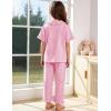 image:imageFlygo Girls 2 Piece Gingham Clothing Set Cotton Short Sleeve Button Down Ruffle Tops Cute Plaid Wide Leg Pants Outfits SetsPink