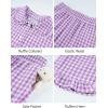 image:imageFlygo Girls 2 Piece Gingham Clothing Set Cotton Short Sleeve Button Down Ruffle Tops Cute Plaid Wide Leg Pants Outfits SetsPurple