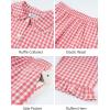 image:imageFlygo Girls 2 Piece Gingham Clothing Set Cotton Short Sleeve Button Down Ruffle Tops Cute Plaid Wide Leg Pants Outfits SetsWatermelon