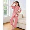 image:imageFlygo Girls 2 Piece Gingham Clothing Set Cotton Short Sleeve Button Down Ruffle Tops Cute Plaid Wide Leg Pants Outfits SetsWatermelon