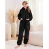 image:imageFlygo Girls Fleece Jumpsuits Fuzzy Hooded Onesie Rompers Kids Zip One Piece Romper Costume Warm Winter Clothes 514 YearsBlack