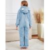 image:imageFlygo Girls Fleece Jumpsuits Fuzzy Hooded Onesie Rompers Kids Zip One Piece Romper Costume Warm Winter Clothes 514 YearsBlue