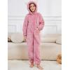 image:imageFlygo Girls Fleece Jumpsuits Fuzzy Hooded Onesie Rompers Kids Zip One Piece Romper Costume Warm Winter Clothes 514 YearsPink