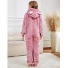 image:imageFlygo Girls Fleece Jumpsuits Fuzzy Hooded Onesie Rompers Kids Zip One Piece Romper Costume Warm Winter Clothes 514 YearsPink