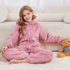 image:imageFlygo Girls Fleece Jumpsuits Fuzzy Hooded Onesie Rompers Kids Zip One Piece Romper Costume Warm Winter Clothes 514 YearsPink