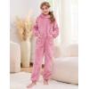 image:imageFlygo Girls Fleece Jumpsuits Fuzzy Hooded Onesie Rompers Kids Zip One Piece Romper Costume Warm Winter Clothes 514 YearsPink