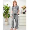 image:imageFlygo Girls Gingham 2 Piece Outfits Cotton Plaid Short Sleeve Button Down Peplum Top and Y2K Cute Ruffle Long Pants SetsBlack