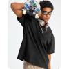 image:imageFlygo Mens 4 Pack Oversized TShirts Acid Wash Cotton Vintage Loose Fit Baggy Tees Summer Short Sleeve Basic Streetwear TopsBlack