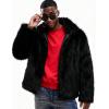 image:imageFlygo Mens Faux Fur Coat Winter Jackets Fluffy Lapel Long Sleeve Furry Fur Jacket Coats Thick OuterwearBlack