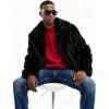 image:imageFlygo Mens Faux Fur Coat Winter Jackets Fluffy Lapel Long Sleeve Furry Fur Jacket Coats Thick OuterwearBlack