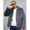 image:imageFlygo Mens Faux Fur Coat Winter Jackets Fluffy Lapel Long Sleeve Furry Fur Jacket Coats Thick OuterwearGrey