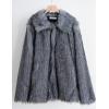image:imageFlygo Mens Faux Fur Coat Winter Jackets Fluffy Lapel Long Sleeve Furry Fur Jacket Coats Thick OuterwearGrey
