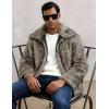 image:imageFlygo Mens Faux Fur Coat Winter Jackets Fluffy Lapel Long Sleeve Furry Fur Jacket Coats Thick OuterwearKhaki