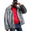 image:imageFlygo Mens Faux Fur Coat Winter Jackets Fluffy Lapel Long Sleeve Furry Fur Jacket Coats Thick OuterwearWhite Grey