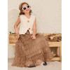 image:imageFlygo Tulle Skirts for Girls Long Tutu Skirt A Line Layered Ruffle Tiered Mesh Maxi Skirt Petticoat 514 YearsKhaki