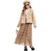 image:imageFlygo Tulle Skirts for Girls Long Tutu Skirt A Line Layered Ruffle Tiered Mesh Maxi Skirt Petticoat 514 YearsKhaki