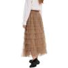 image:imageFlygo Tulle Skirts for Girls Long Tutu Skirt A Line Layered Ruffle Tiered Mesh Maxi Skirt Petticoat 514 YearsKhaki