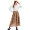 image:imageFlygo Tulle Skirts for Girls Long Tutu Skirt A Line Layered Ruffle Tiered Mesh Maxi Skirt Petticoat 514 YearsKhaki