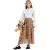 image:imageFlygo Tulle Skirts for Girls Long Tutu Skirt A Line Layered Ruffle Tiered Mesh Maxi Skirt Petticoat 514 YearsKhaki