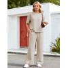 image:imageFlygo Womens 2 Piece Lounge Sets Summer Short Sleeve Sweatsuit Casual Wide Leg Matching Pants Travel Airport Outfits PocketsApricot