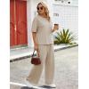 image:imageFlygo Womens 2 Piece Lounge Sets Summer Short Sleeve Sweatsuit Casual Wide Leg Matching Pants Travel Airport Outfits PocketsApricot