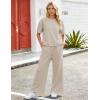 image:imageFlygo Womens 2 Piece Lounge Sets Summer Short Sleeve Sweatsuit Casual Wide Leg Matching Pants Travel Airport Outfits PocketsApricot