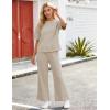 image:imageFlygo Womens 2 Piece Lounge Sets Summer Short Sleeve Sweatsuit Casual Wide Leg Matching Pants Travel Airport Outfits PocketsApricot