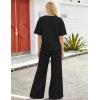 image:imageFlygo Womens 2 Piece Lounge Sets Summer Short Sleeve Sweatsuit Casual Wide Leg Matching Pants Travel Airport Outfits PocketsBlack