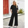 image:imageFlygo Womens 2 Piece Lounge Sets Summer Short Sleeve Sweatsuit Casual Wide Leg Matching Pants Travel Airport Outfits PocketsBlack
