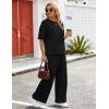 image:imageFlygo Womens 2 Piece Lounge Sets Summer Short Sleeve Sweatsuit Casual Wide Leg Matching Pants Travel Airport Outfits PocketsBlack