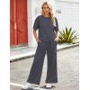 image:imageFlygo Womens 2 Piece Lounge Sets Summer Short Sleeve Sweatsuit Casual Wide Leg Matching Pants Travel Airport Outfits PocketsDarkgrey
