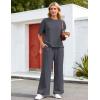 image:imageFlygo Womens 2 Piece Lounge Sets Summer Short Sleeve Sweatsuit Casual Wide Leg Matching Pants Travel Airport Outfits PocketsDarkgrey