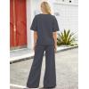 image:imageFlygo Womens 2 Piece Lounge Sets Summer Short Sleeve Sweatsuit Casual Wide Leg Matching Pants Travel Airport Outfits PocketsDarkgrey