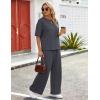 image:imageFlygo Womens 2 Piece Lounge Sets Summer Short Sleeve Sweatsuit Casual Wide Leg Matching Pants Travel Airport Outfits PocketsDarkgrey