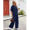 image:imageFlygo Womens 2 Piece Lounge Sets Summer Short Sleeve Sweatsuit Casual Wide Leg Matching Pants Travel Airport Outfits PocketsNavy