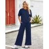 image:imageFlygo Womens 2 Piece Lounge Sets Summer Short Sleeve Sweatsuit Casual Wide Leg Matching Pants Travel Airport Outfits PocketsNavy