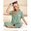 image:imageFlygo Womens Button Down Pajama Set Short Sleeve Top Long Pants Soft Loungewear Pjs Set with PocketsBeangreen