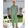 image:imageFlygo Womens Button Down Pajama Set Short Sleeve Top Long Pants Soft Loungewear Pjs Set with PocketsBeangreen