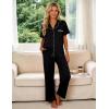 image:imageFlygo Womens Button Down Pajama Set Short Sleeve Top Long Pants Soft Loungewear Pjs Set with PocketsBlack