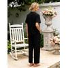 image:imageFlygo Womens Button Down Pajama Set Short Sleeve Top Long Pants Soft Loungewear Pjs Set with PocketsBlack