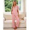 image:imageFlygo Womens Button Down Pajama Set Short Sleeve Top Long Pants Soft Loungewear Pjs Set with PocketsPink