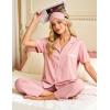 image:imageFlygo Womens Button Down Pajama Set Short Sleeve Top Long Pants Soft Loungewear Pjs Set with PocketsPink