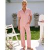 image:imageFlygo Womens Button Down Pajama Set Short Sleeve Top Long Pants Soft Loungewear Pjs Set with PocketsPink