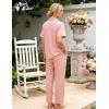image:imageFlygo Womens Button Down Pajama Set Short Sleeve Top Long Pants Soft Loungewear Pjs Set with PocketsPink
