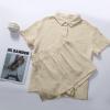 image:imageFlygo Womens Casual 2 Piece Outfits Cotton Linen Sets Button Down Oversized Shirt Shorts 2026 Pajama Lounge Beach SetBeige
