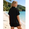 image:imageFlygo Womens Casual 2 Piece Outfits Cotton Linen Sets Button Down Oversized Shirt Shorts 2026 Pajama Lounge Beach SetBlack