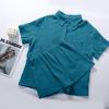 image:imageFlygo Womens Casual 2 Piece Outfits Cotton Linen Sets Button Down Oversized Shirt Shorts 2026 Pajama Lounge Beach SetDark Teal